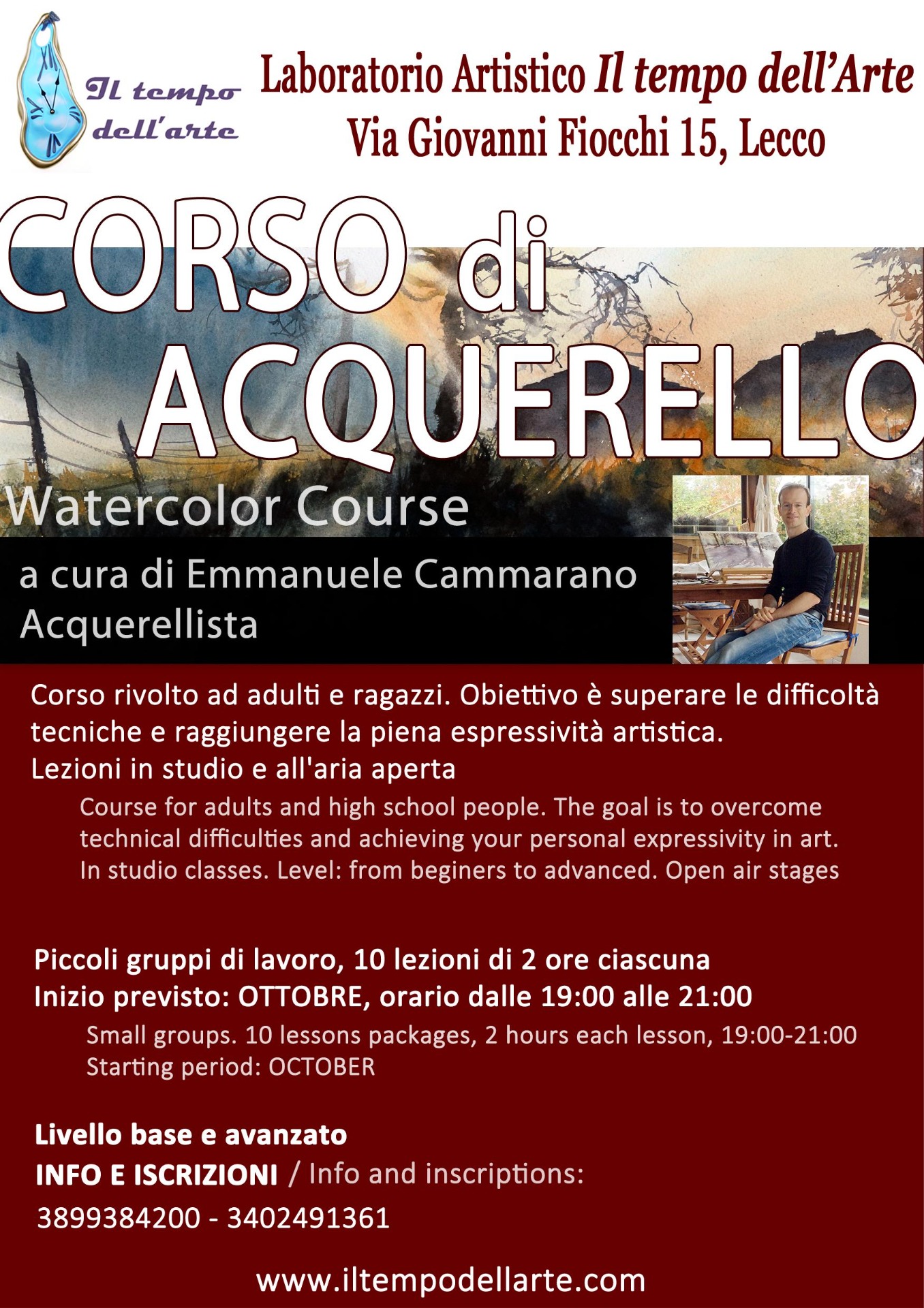 Akademie Pittura Ad Acquerello – Mezza Godet – Colore Carminio – Reeves, Alta Qualità, Rapida Asciugatura